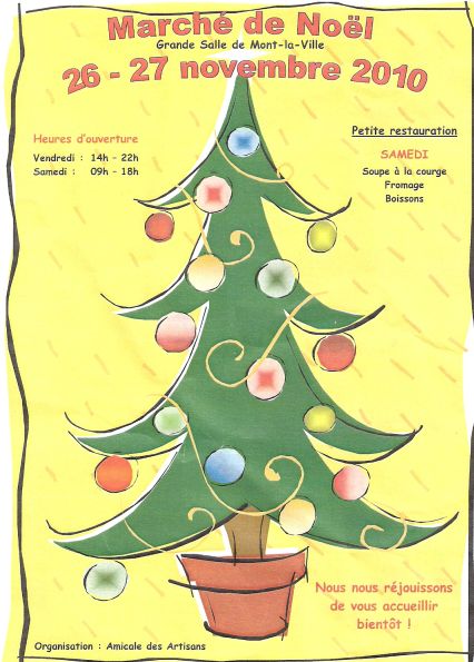 affiche du marché de noel à mont-la-ville